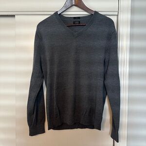 J. Crew 100% Merino Wool V Neck Sweater Slim M Charcoal Grey